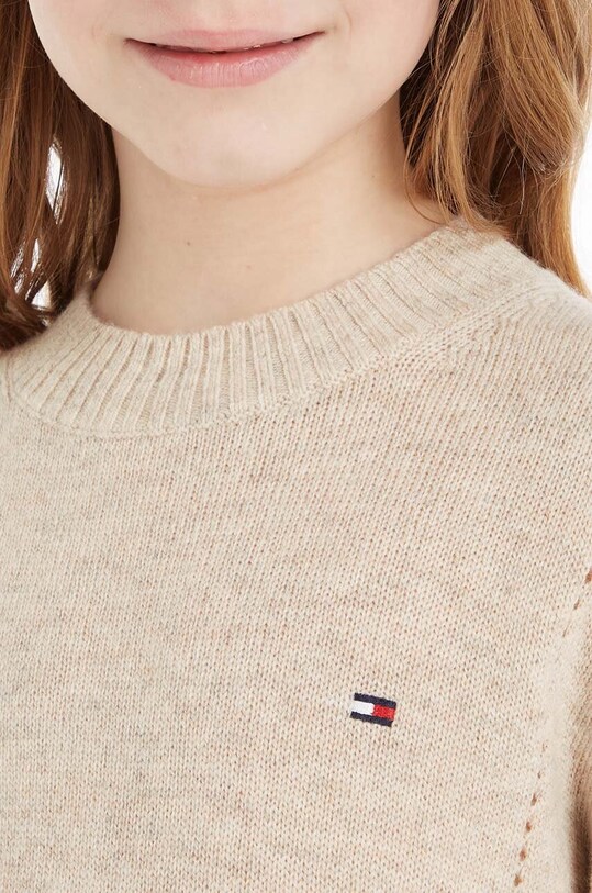 Tommy Hilfiger sweter wełniany dziecięcy KG0KG07801.74.122.9BYX beżowy