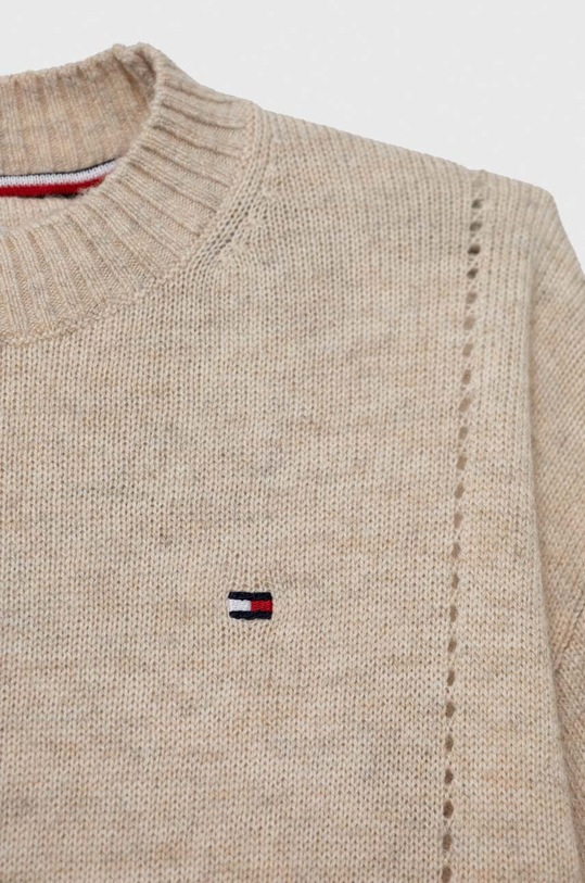 Fete Tommy Hilfiger pulover de lână pentru copii KG0KG07801.128.176.9BYX bej