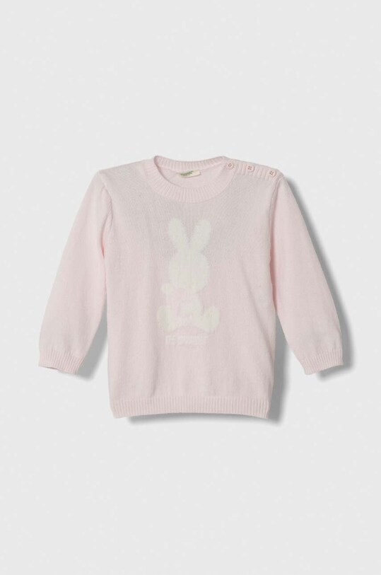 United Colors of Benetton pulover din bumbac pentru bebeluși cu modele roz 102CB100N.W.SEASONAL