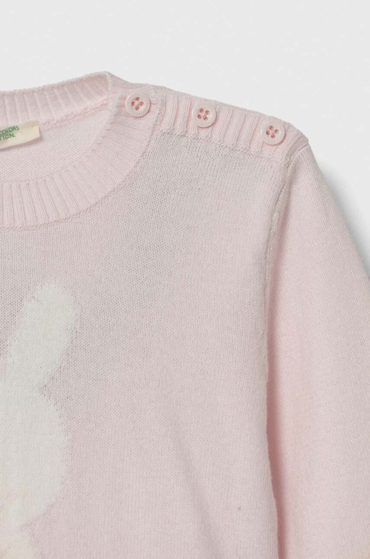 Fete United Colors of Benetton pulover din bumbac pentru bebeluși 102CB100N.W.SEASONAL roz