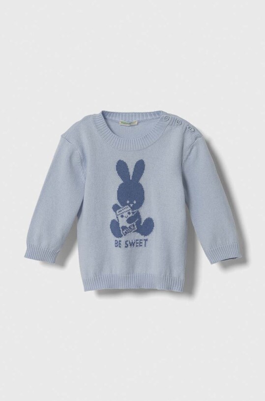 United Colors of Benetton pulover din bumbac pentru bebeluși cu modele albastru 102CB100N.W.SEASONAL