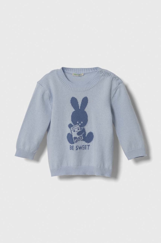 United Colors of Benetton pulover din bumbac pentru bebeluși cu modele albastru 102CB100N.W.SEASONAL