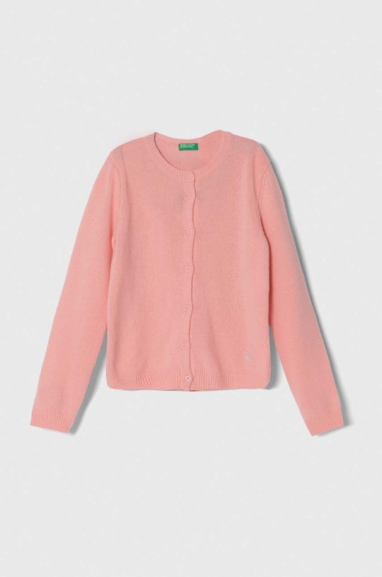 United Colors of Benetton kardigan wełniany dziecięcy melanż różowy 1244C500F.G.SEASONAL