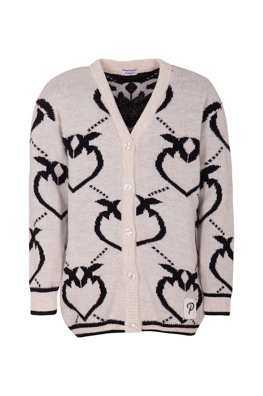 Παιδική ζακέτα με μείγμα από μαλλί Pinko Up με μείγμα μαλλιού μπεζ F3PIJGCA207