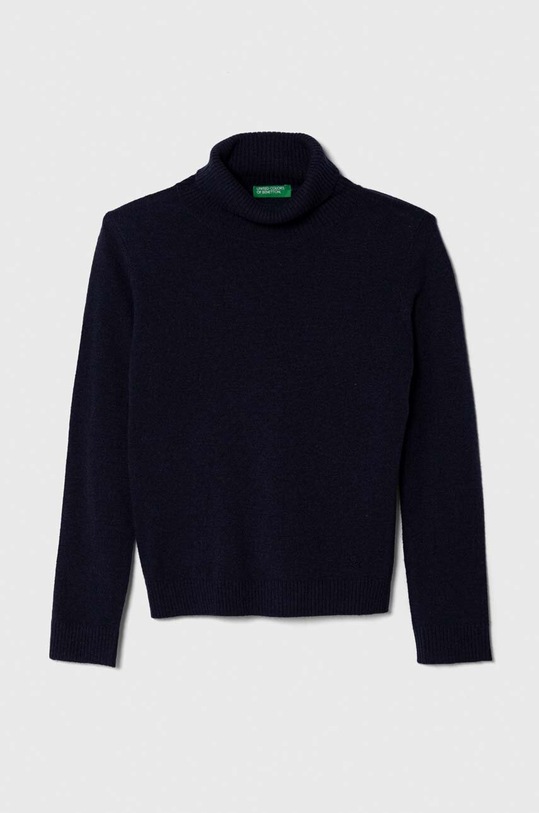 United Colors of Benetton sweter z domieszką wełny dziecięcy melanż granatowy 16AZC200G.G.SEASONAL