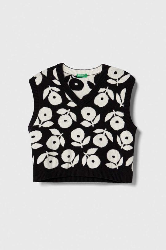 United Colors of Benetton vesta de lana cu modele negru 18AYQ400D.G.SEASONAL