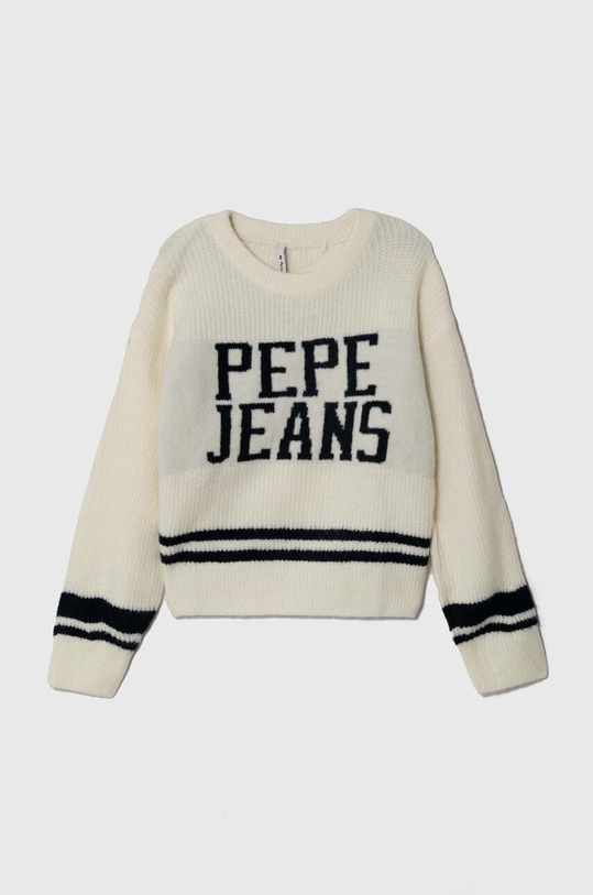 Pepe Jeans sweter z domieszką wełny dziecięcy z domieszką wełny beżowy PG701068