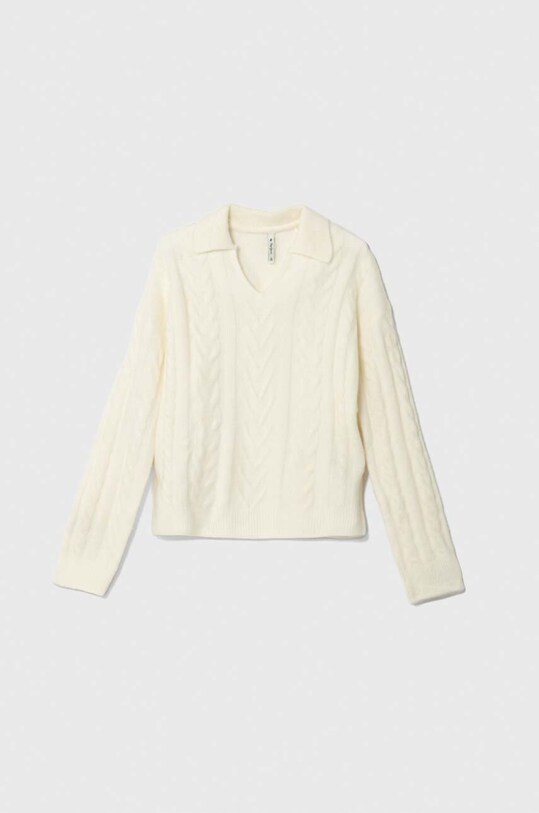 Pepe Jeans pulover pentru copii din amestec de lana Renata uni bej PG701059