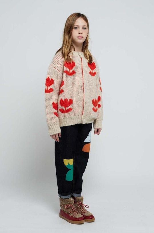 Дитячий кардиган з домішкою вовни Bobo Choses з додаванням вовни бежевий 223AC124