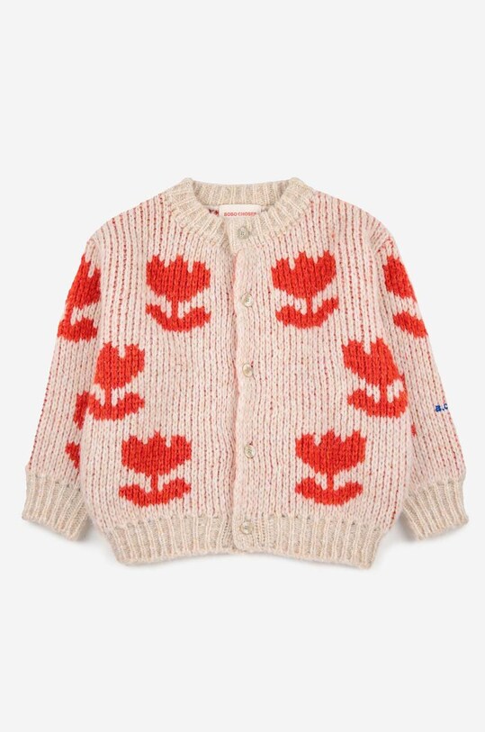Bobo Choses cardigan cu amestec de lână pentru copii 223AC124 bej AW23