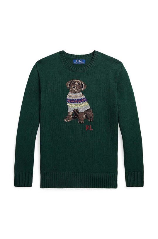 Otroški bombažen pulover Polo Ralph Lauren Našitek zelena 323918369001