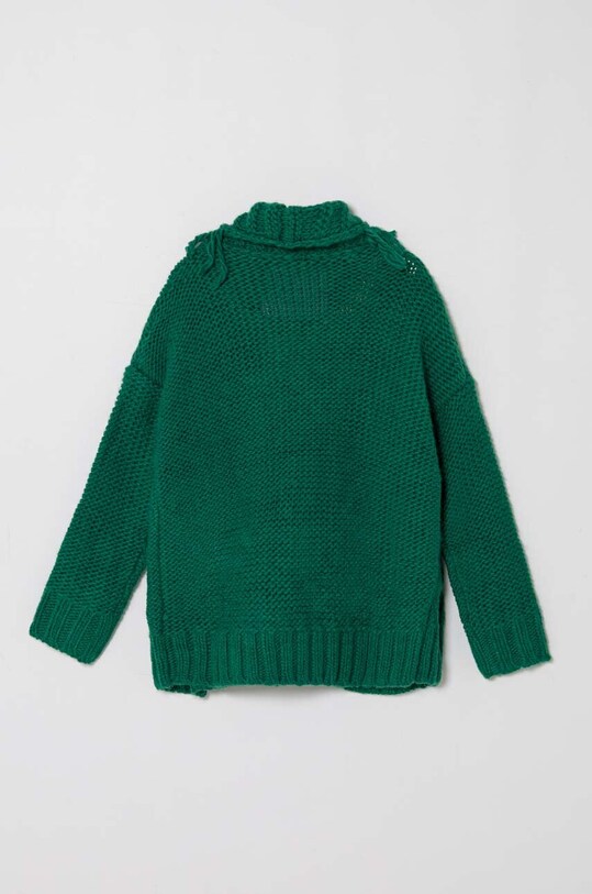 Дитячий кардиган з домішкою вовни Sisley 105HX600A.G.SEASONAL зелений AW23