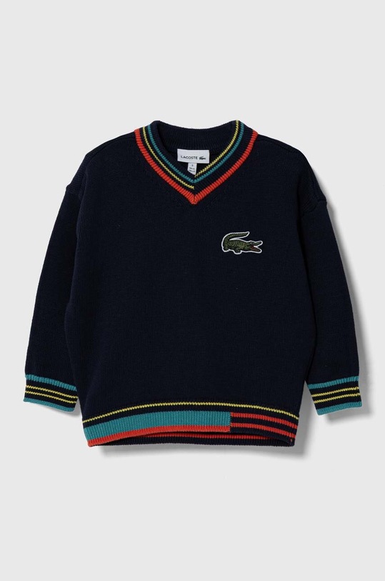 Detský sveter s prímesou vlny Lacoste s prímesou vlny tmavomodrá AJ1201