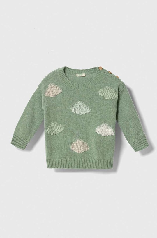 Detský svetrík s vlnenou zmesou United Colors of Benetton s prímesou vlny zelená 1132B100R.W.SEASONAL