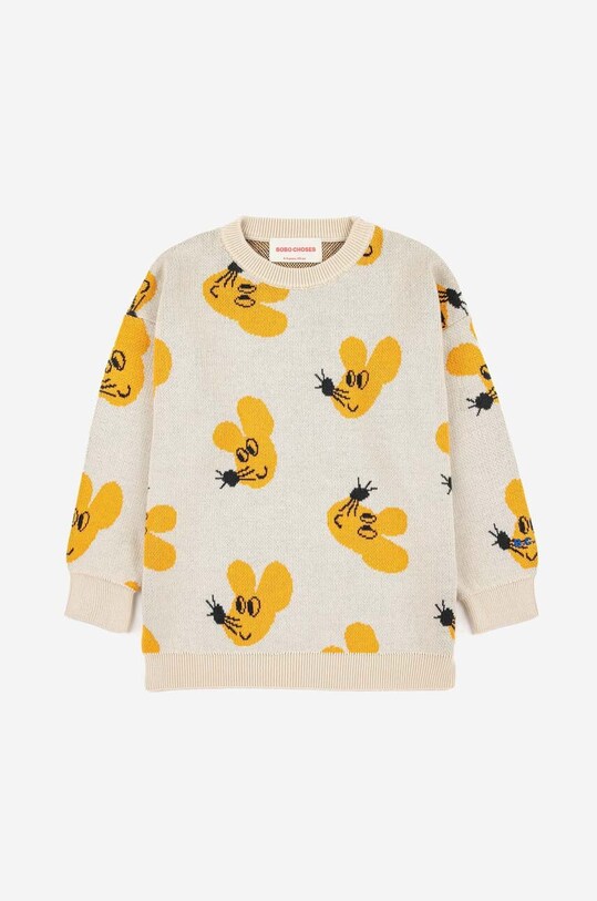 Детский хлопковый свитер Bobo Choses 223AC111 белый AW23