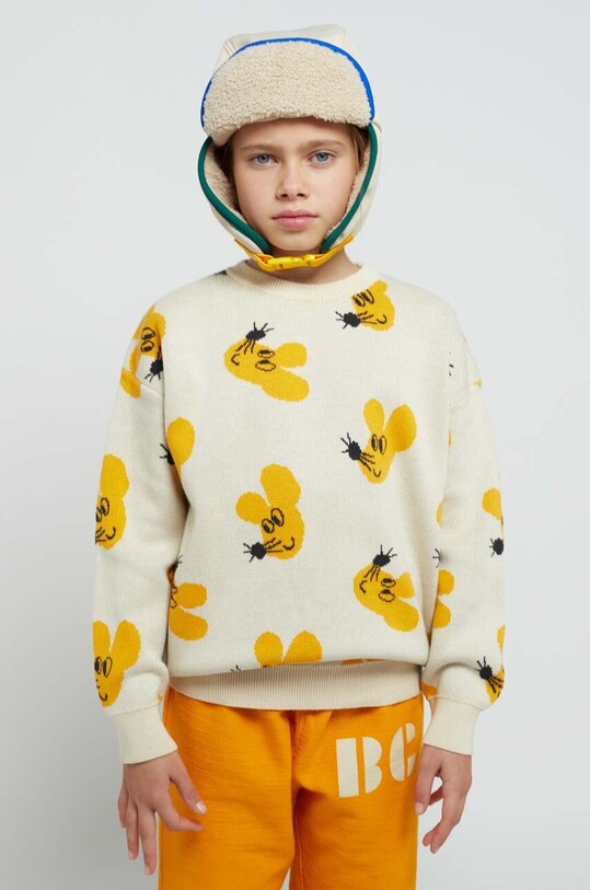 Детский хлопковый свитер Bobo Choses 223AC111 белый