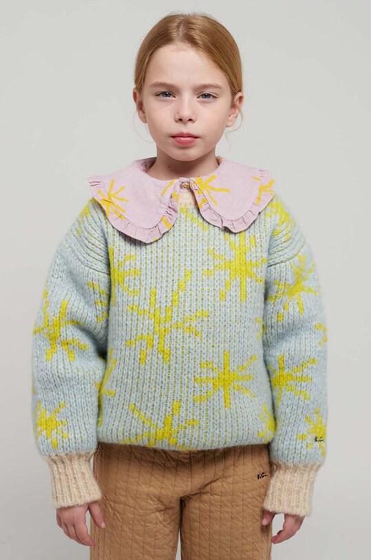 Bobo Choses pulover pentru copii din amestec de lana cu modele albastru 223AC116