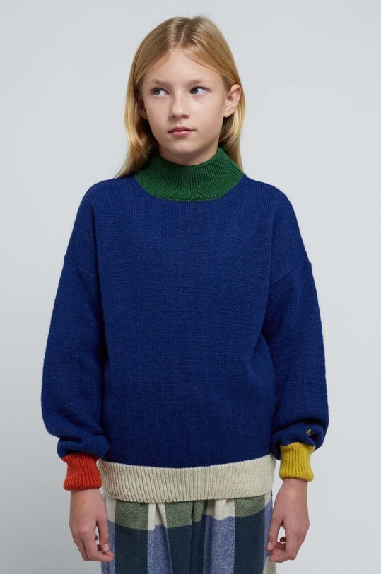 Bobo Choses pulover pentru copii din amestec de lana cu modele albastru 223AC118