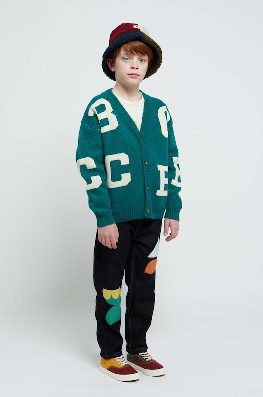 Детский кардиган с примесью шерсти Bobo Choses 223AC122 зелёный