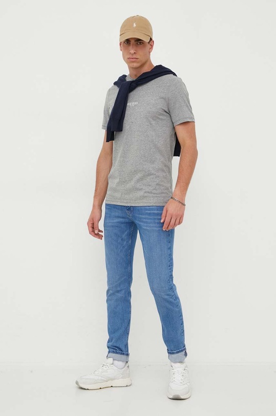 Guess sweter z domieszką jedwabiu M3YR03.Z3052 granatowy AW23