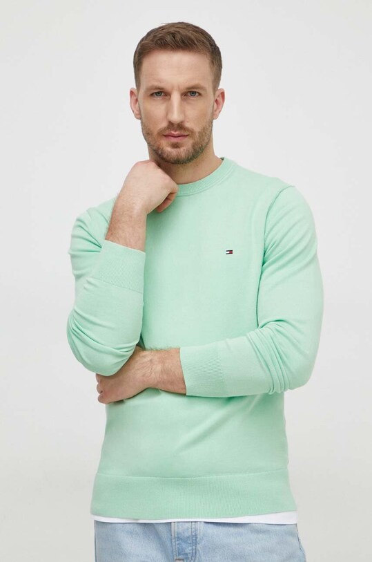 Tommy Hilfiger maglione a maglia fine verde MW0MW21316