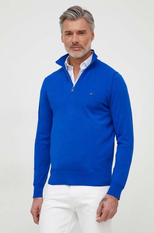Tommy Hilfiger pulóver sima kék MW0MW25352