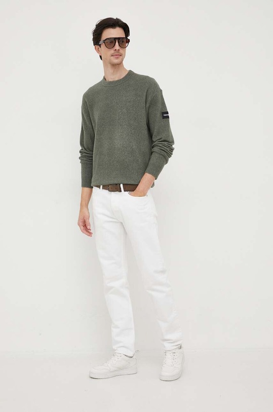 Пуловер с вълна Calvin Klein K10K110401 зелен AW23
