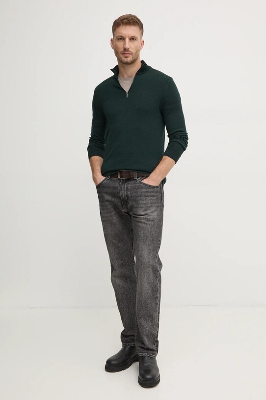 Calvin Klein sweter wełniany K10K110421 zielony AW24