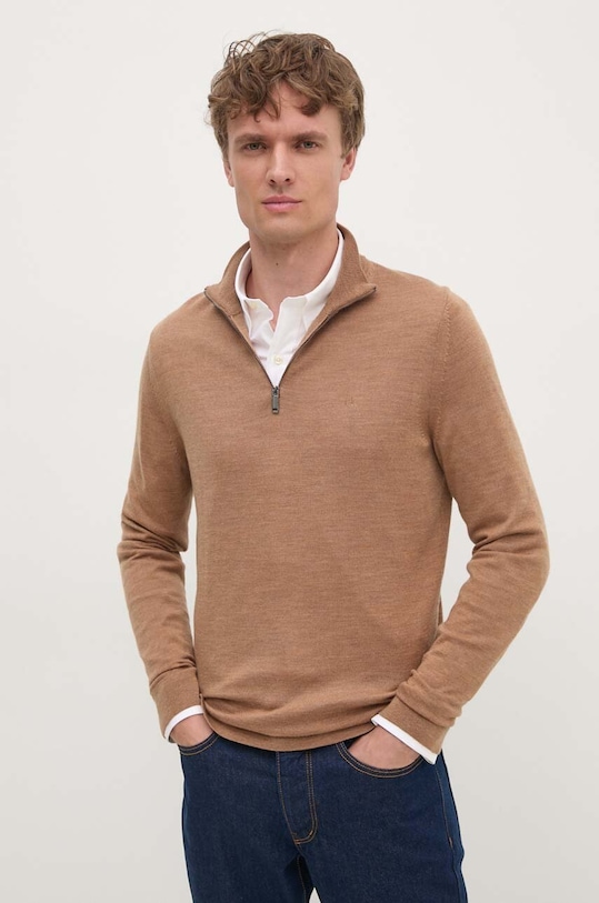 Calvin Klein sweter wełniany brązowy K10K110421