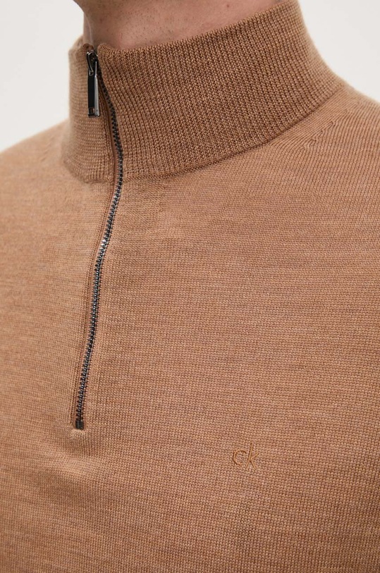 Calvin Klein sweter wełniany K10K110421 brązowy
