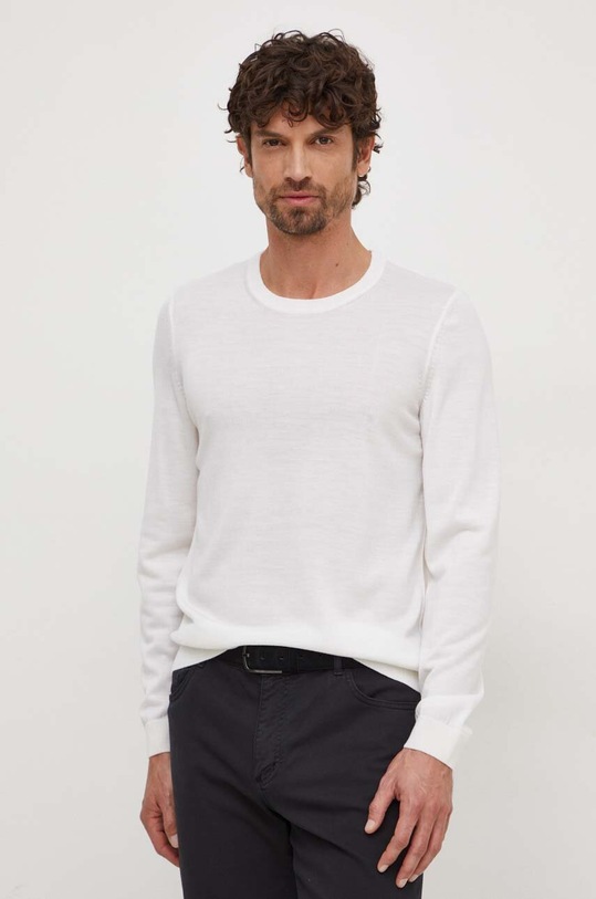 BOSS sweter wełniany beżowy 50468239