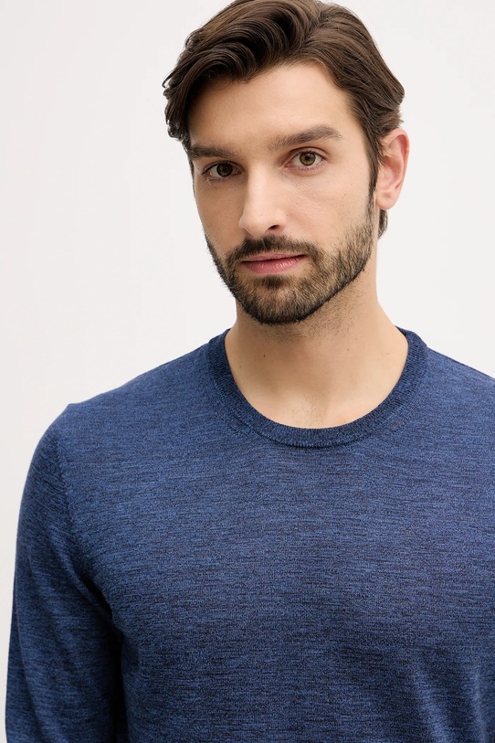 BOSS sweter wełniany niebieski 50468239