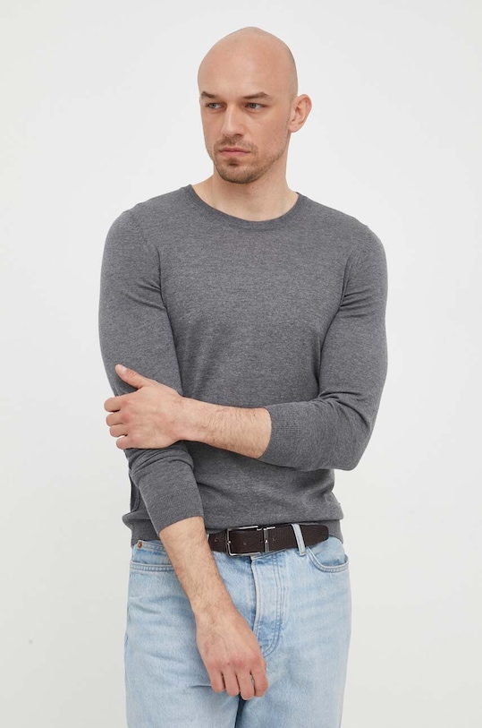 Вовняний светр BOSS сірий 50468239