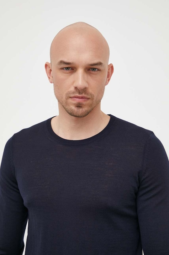 Шерстяной свитер BOSS меланж тёмно-синий 50468239