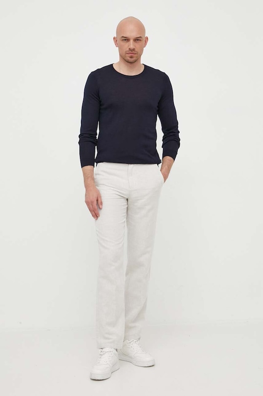 Шерстяной свитер BOSS 50468239 тёмно-синий NC00