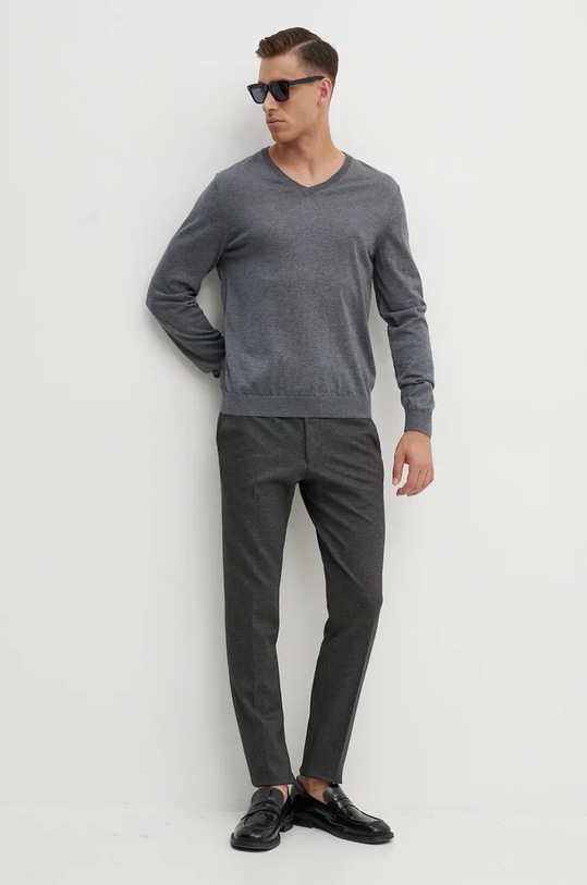 Шерстяной свитер BOSS 50468261 серый AA00