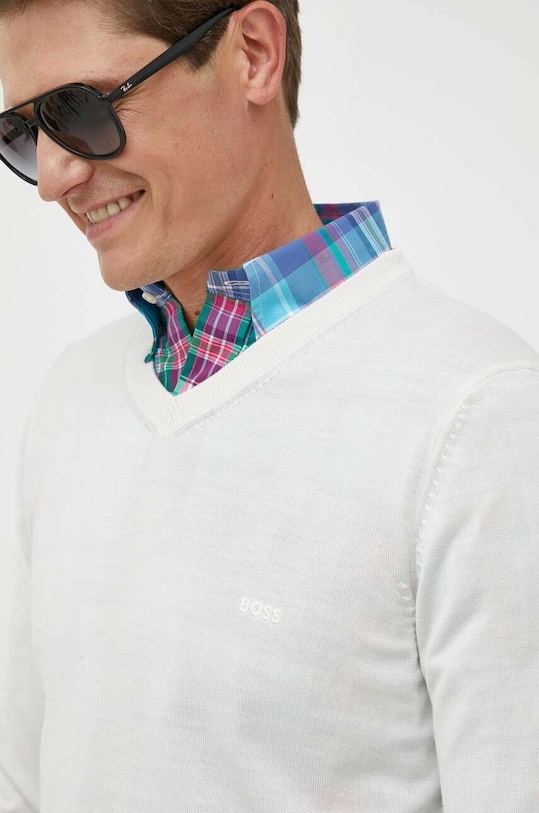 BOSS pulover de lana bej 50476363