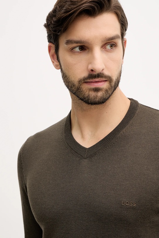 BOSS pulover de lana verde 50476363
