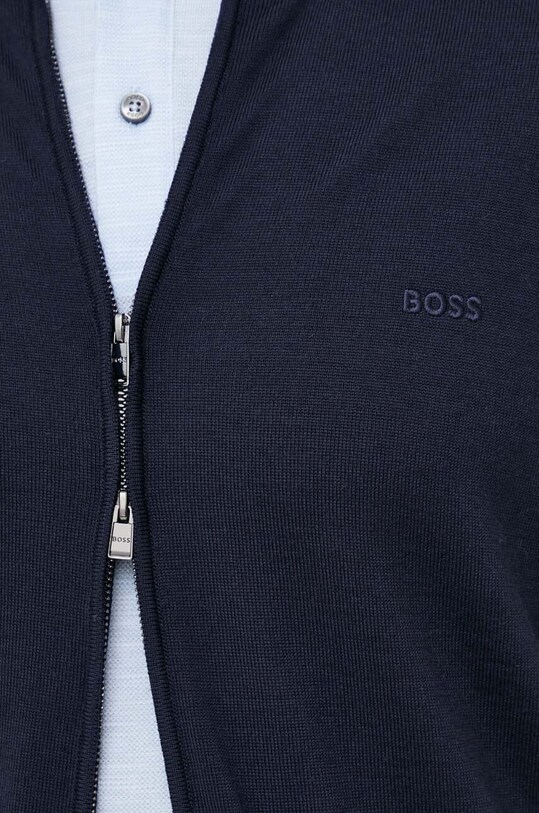 Шерстяной кардиган BOSS 50476347 тёмно-синий