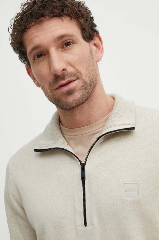 BOSS Orange sweter z domieszką kaszmiru BOSS ORANGE beżowy 50494387