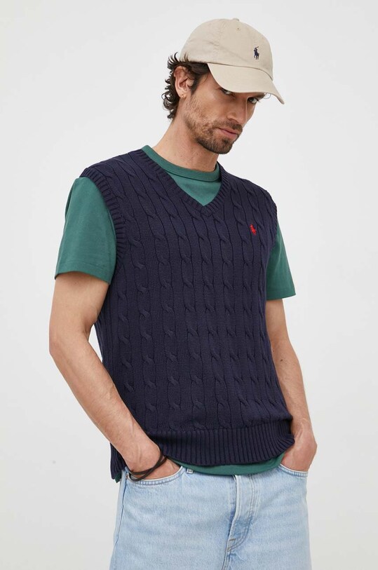 Polo Ralph Lauren kamizelka bawełniana bawełna granatowy 710860352
