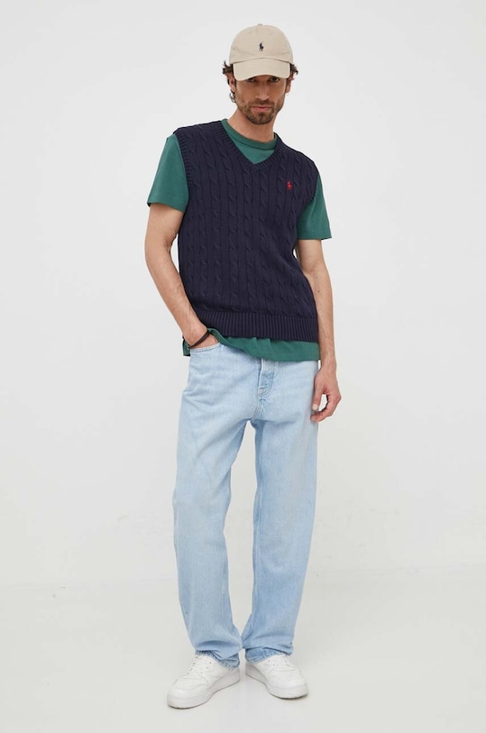 Polo Ralph Lauren kamizelka bawełniana 710860352 granatowy AW24