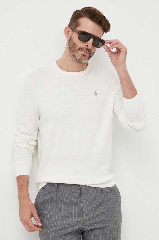 Polo Ralph Lauren sweter z domieszką kaszmiru okrągły biały 710866549