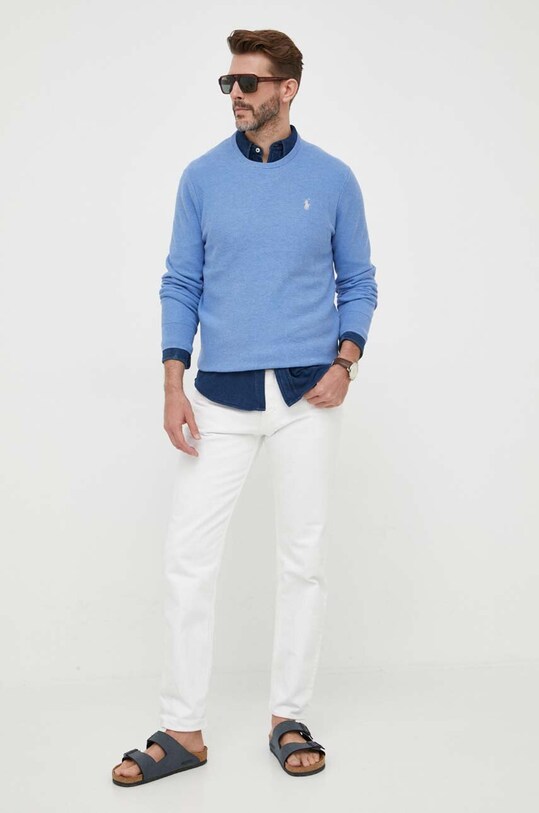 Polo Ralph Lauren sweter bawełniany 710918163 niebieski NC24