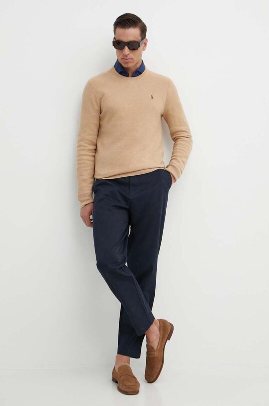 Бавовняний светр Polo Ralph Lauren 710918163 бежевий NC24