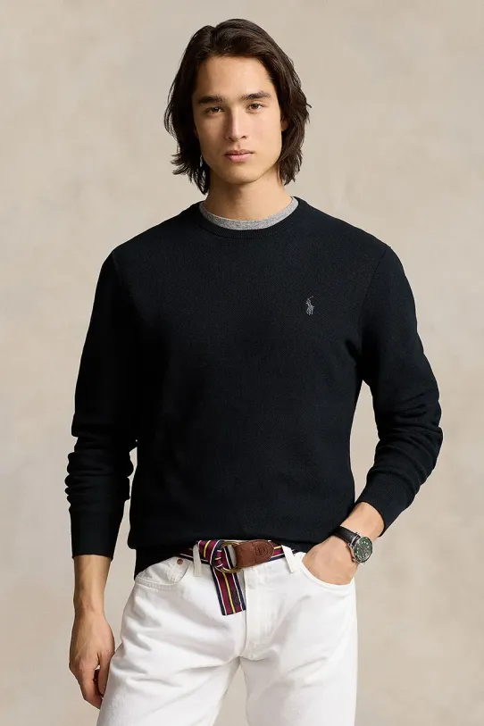 Pamučni pulover Polo Ralph Lauren pamuk crna 710918163