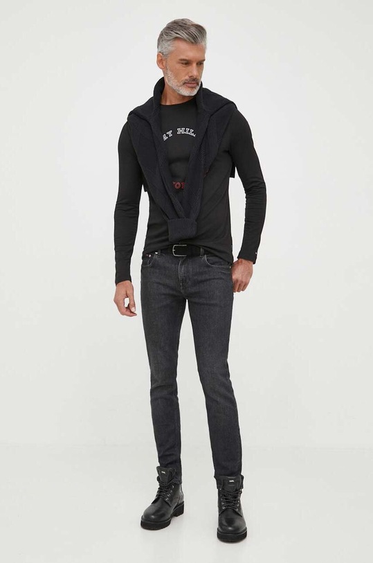 Lindbergh pamut pulóver 30.804043.BLACK fekete AW23