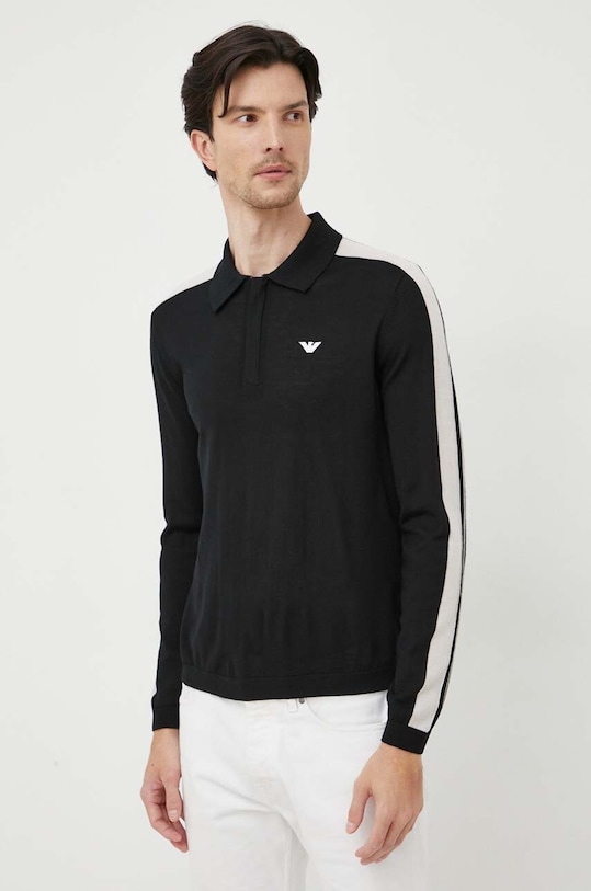 Emporio Armani gyapjú pulóver fekete 6R1MU1.1MMHZ