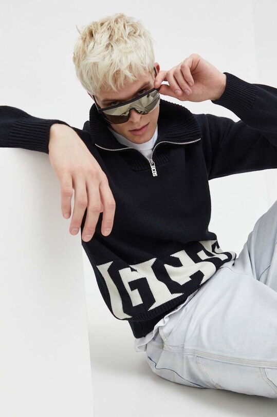 Vuneni pulover GCDS vuna crna FW23M380705