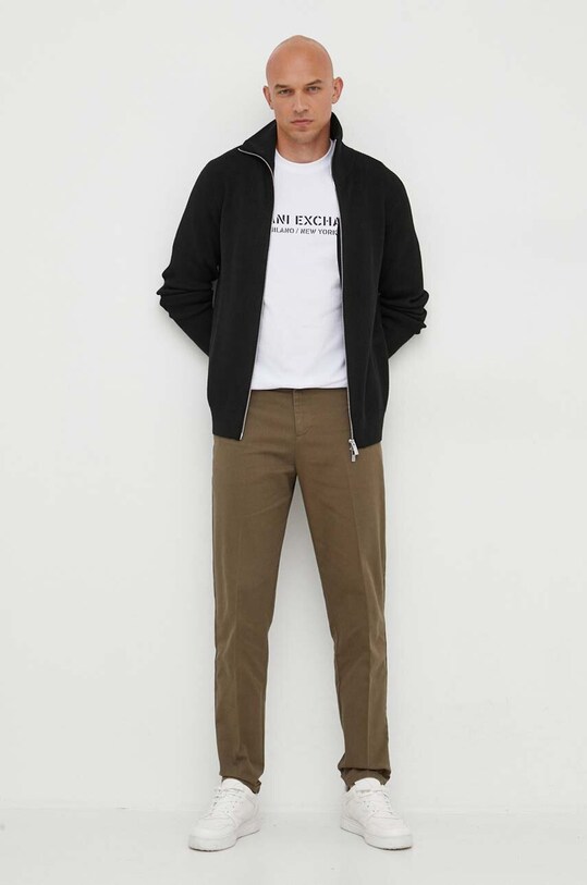 Kardigán s prímesou vlny Armani Exchange 6RZE6A.ZM1LZ čierna AW23